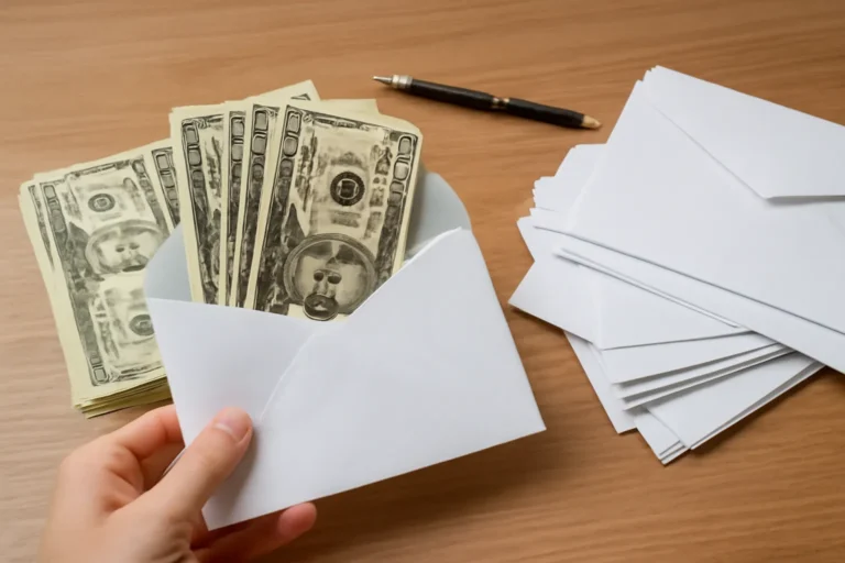 Envelope stuffing for cash